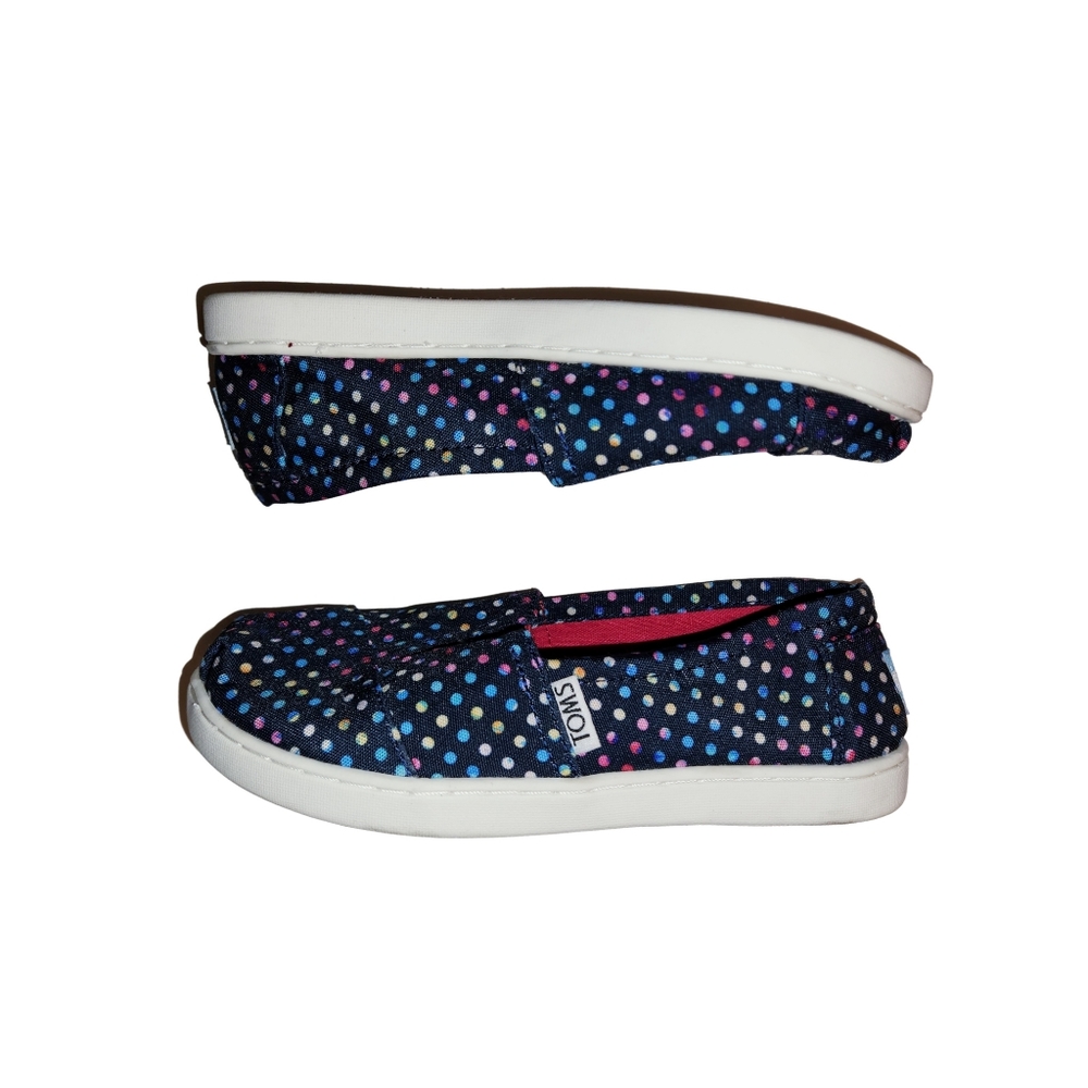 TOMS Kids' Polka Dot Slip-On Shoes - Blue and Pink